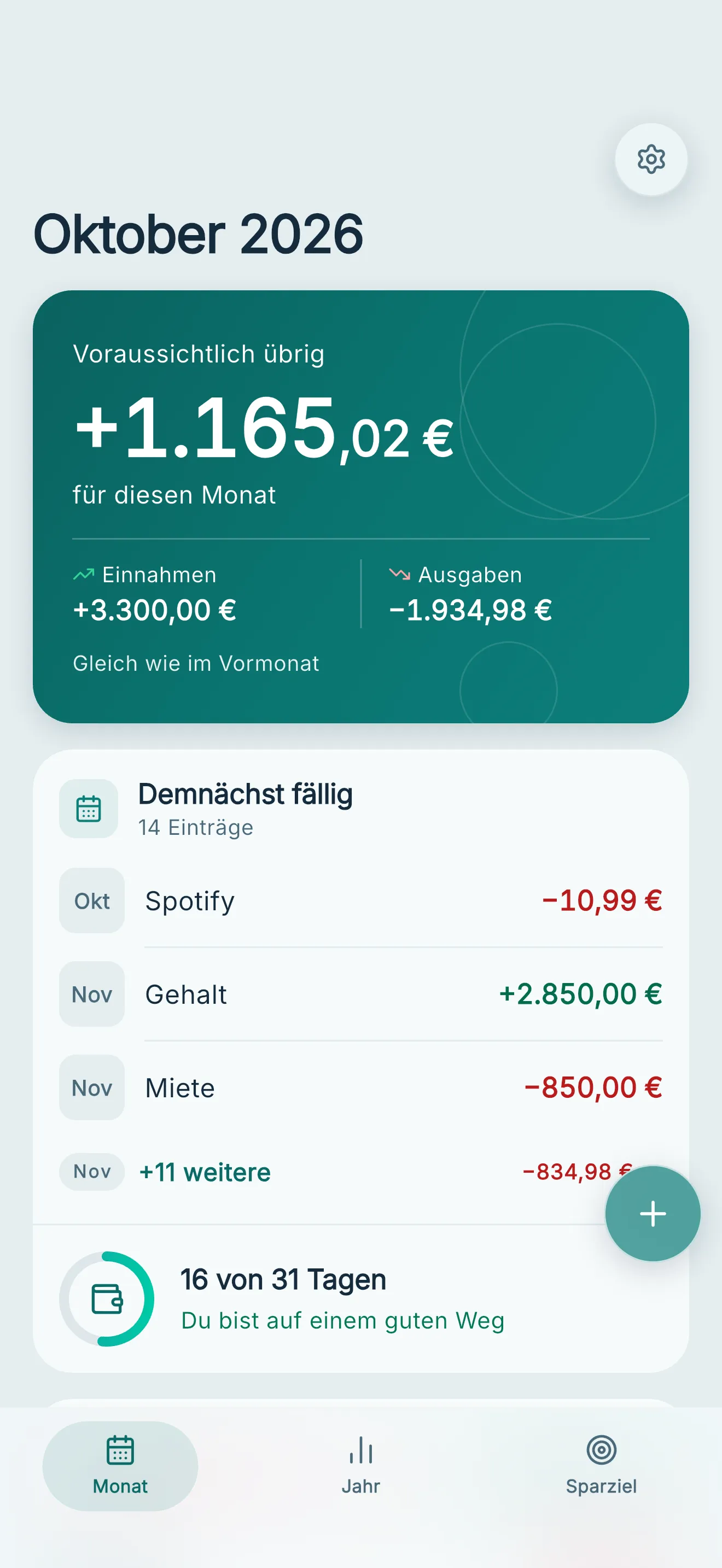 HellerIO Monatsübersicht