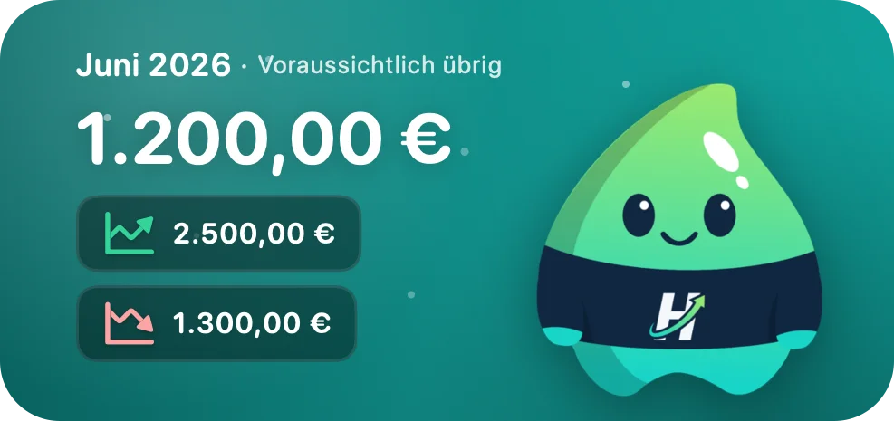 HellerIO-Widget auf dem Startbildschirm mit dem voraussichtlich übrigen Betrag für den Monat